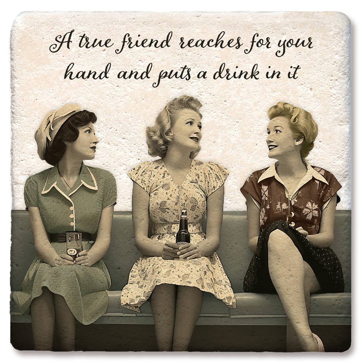 Coaster A True Friend Reaches For Your Hand: Limestone