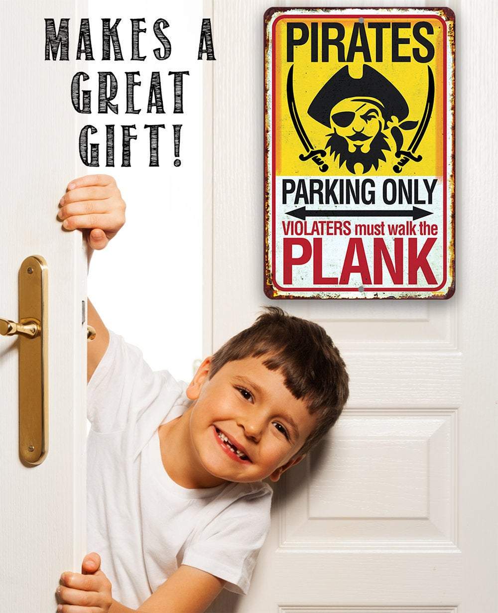 Pirate Parking - Metal Sign: 8 x 12