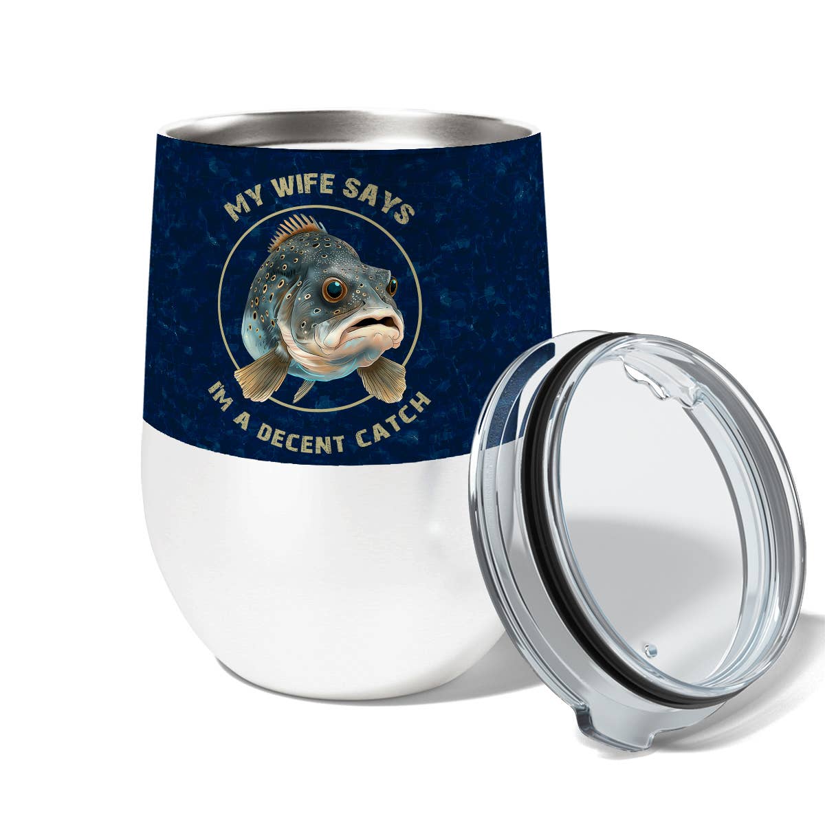 My Wife Says... Fish Wine Tumbler with Slider Lid