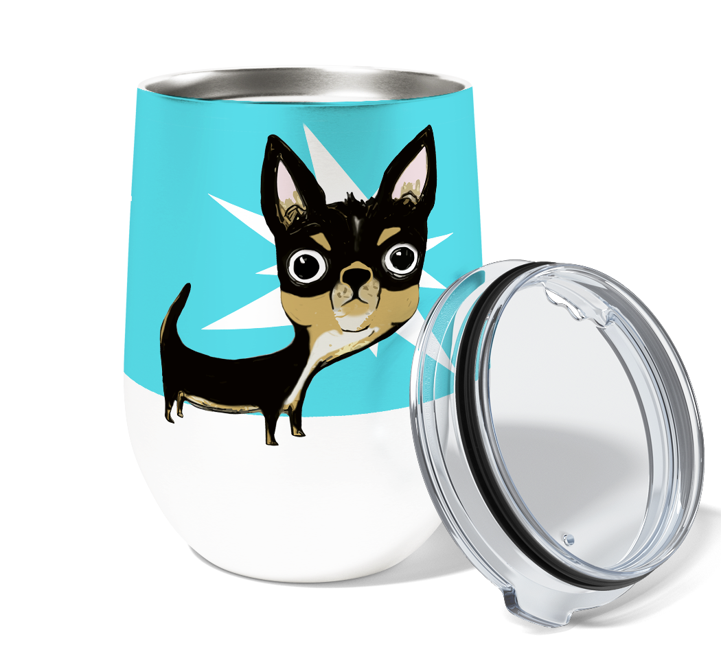 Eye Punch Chihuahua Dog Wine Tumbler with Slider Lid