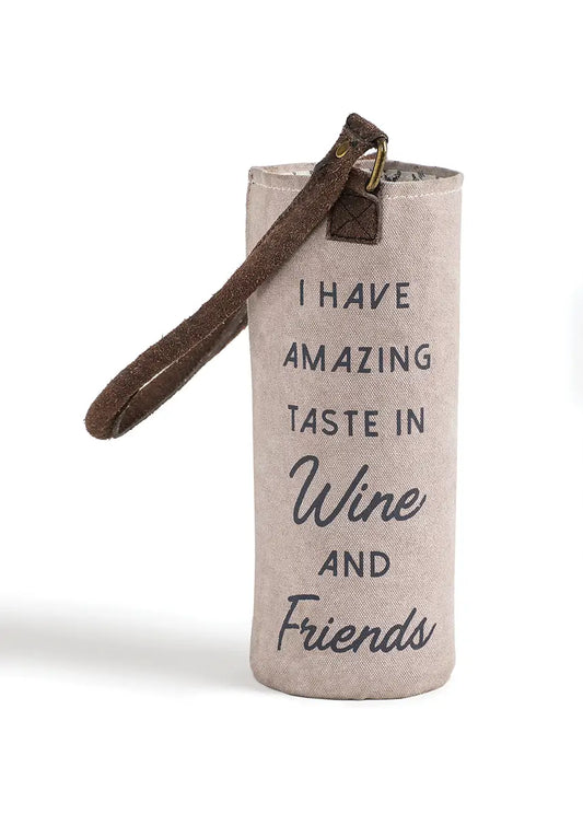 I Have Amazing Taste in Wine and Friends Canvas Wine Carrier Bag