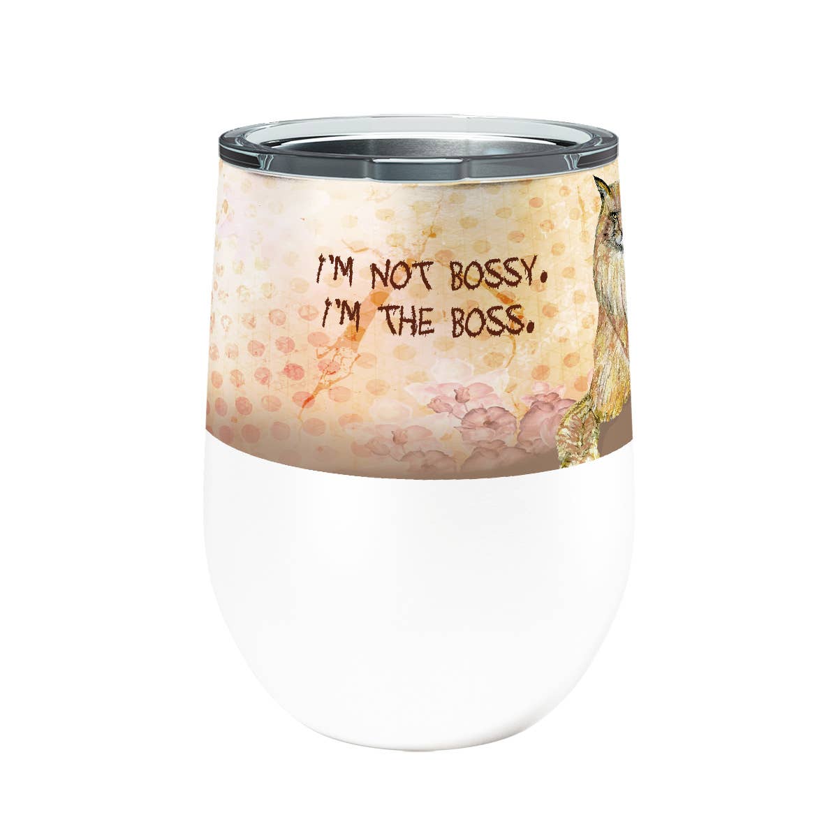 Maine Coon Bossy Cat Wine Tumbler with Slider Lid