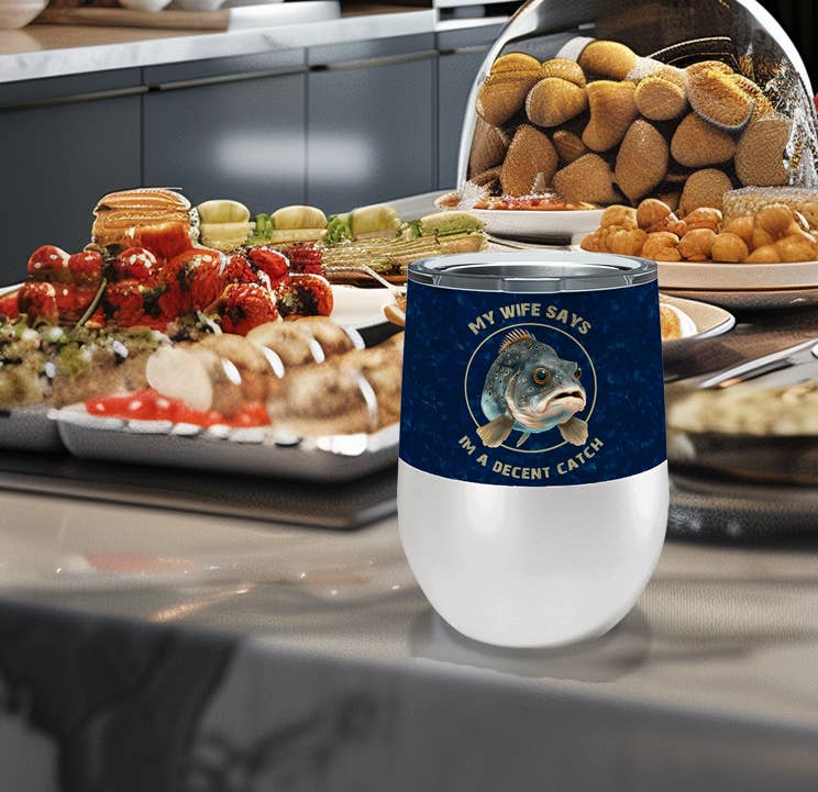 My Wife Says... Fish Wine Tumbler with Slider Lid