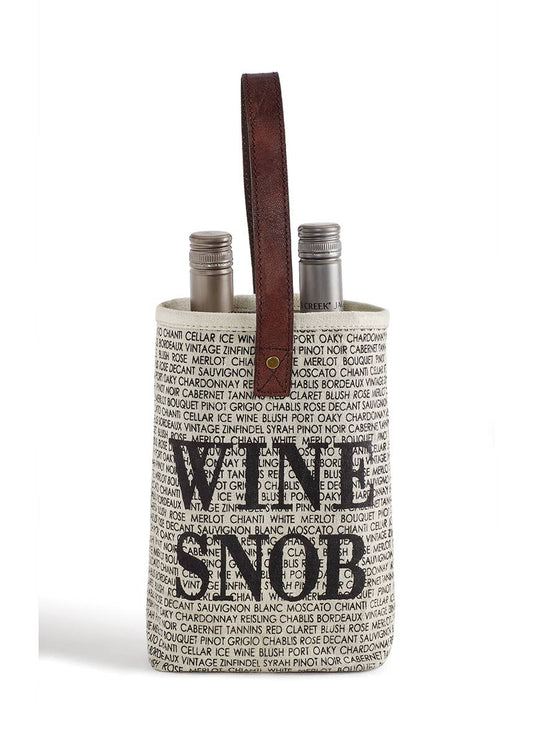 Wine Snob Up-Cycled Canvas Double Wine Bag