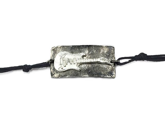 Pewter Bracelet - Silver Guitar