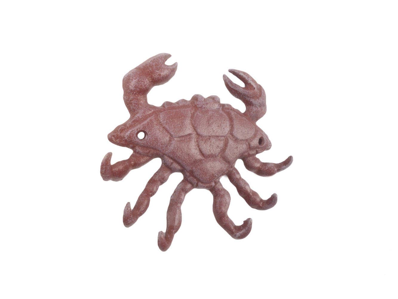 Red Whitewashed Cast Iron Decorative Crab with Six Metal Wall Hooks 7 –  The Laughing Crab Gallery