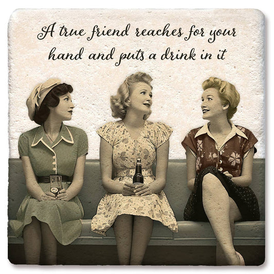 Coaster A True Friend Reaches For Your Hand: Limestone