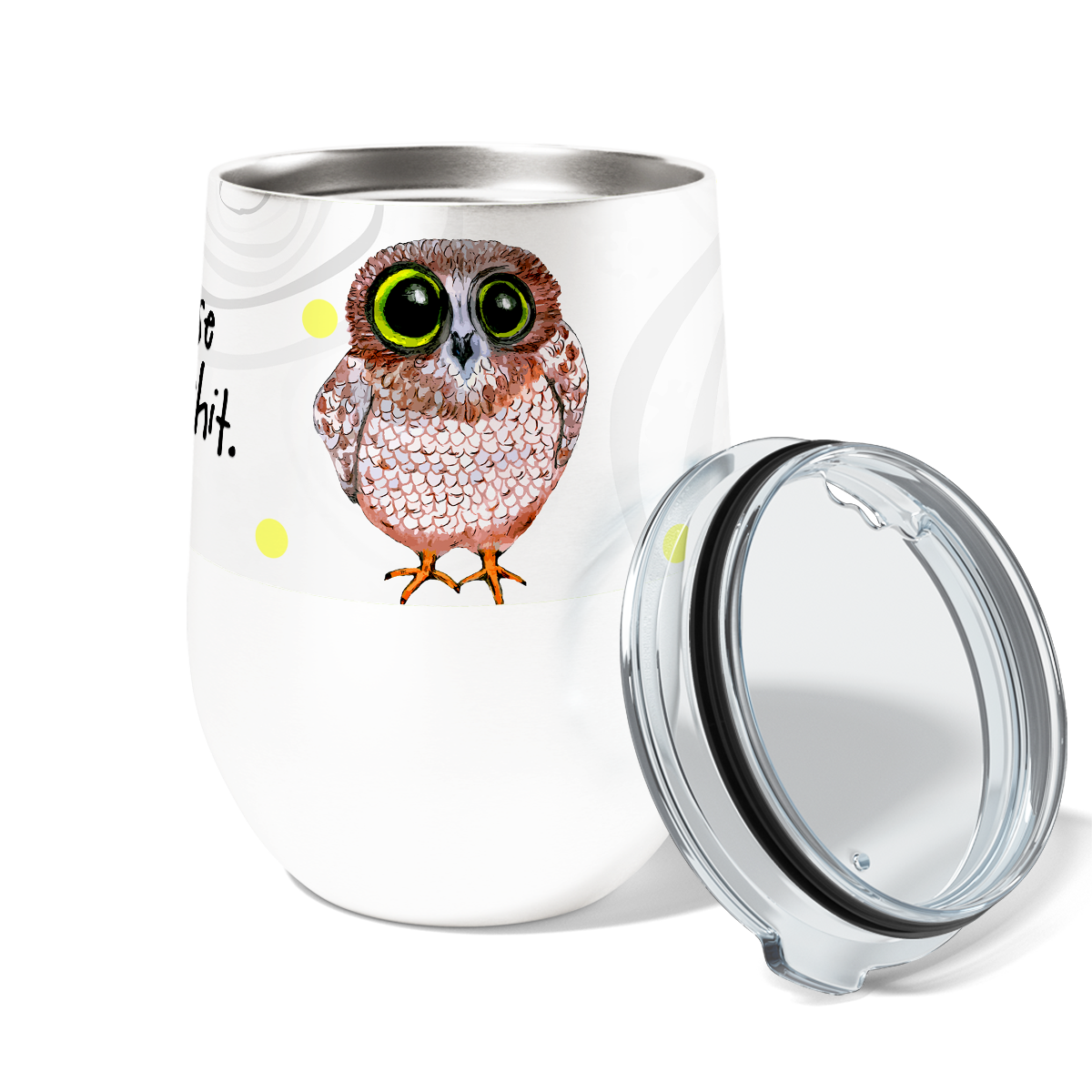 Losing My Shit Owl Wine Tumbler with Slider Lid