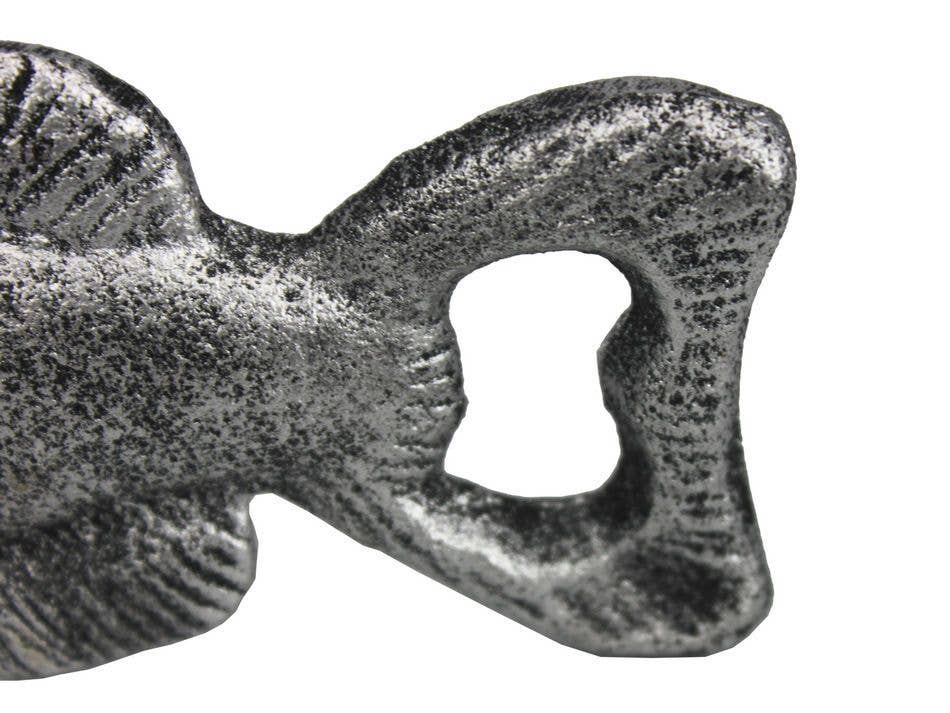 Rustic Silver Cast Iron Fish Bottle Opener 5"