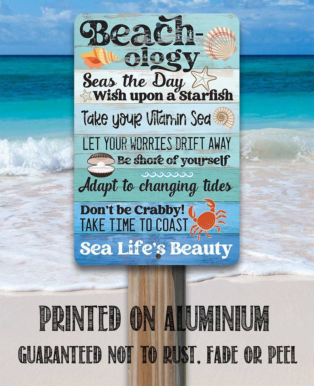 Beachology Sea Life's Beauty - Metal Sign: 8 x 12