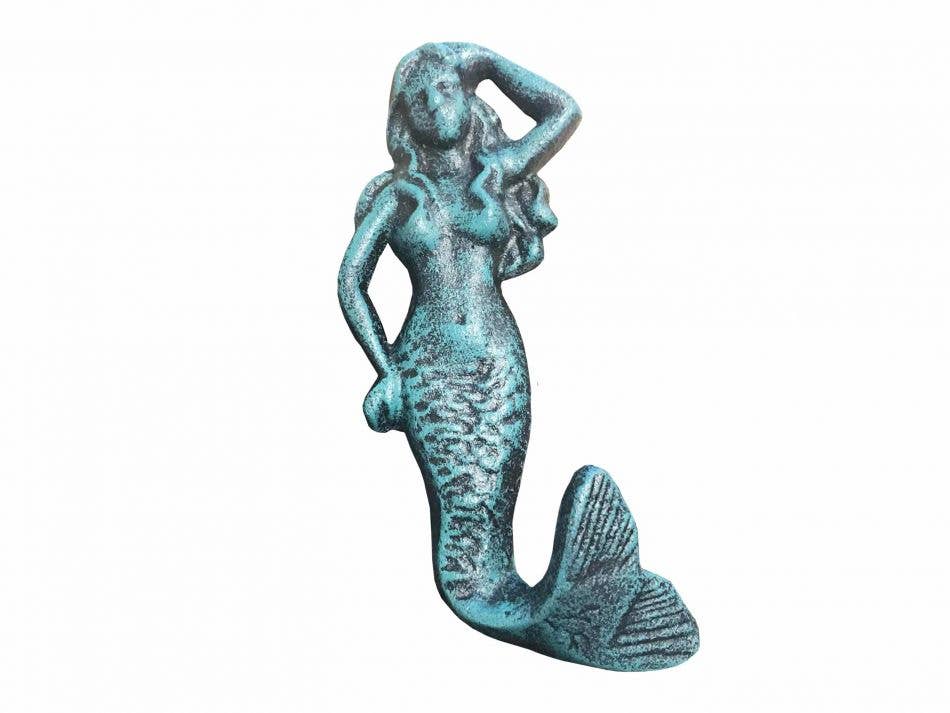 Seaworn Blue Cast Iron Mermaid Hook 6"