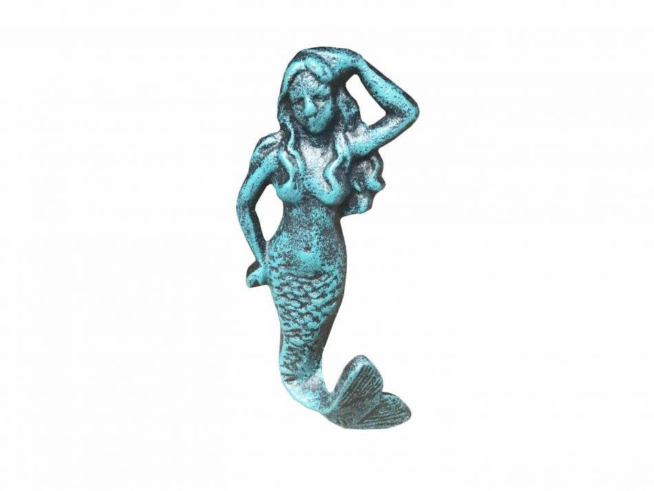 Seaworn Blue Cast Iron Mermaid Hook 6"