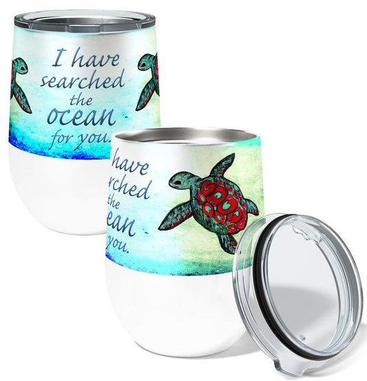 Searching Sea Turtles Wine Tumbler with Slider Lid