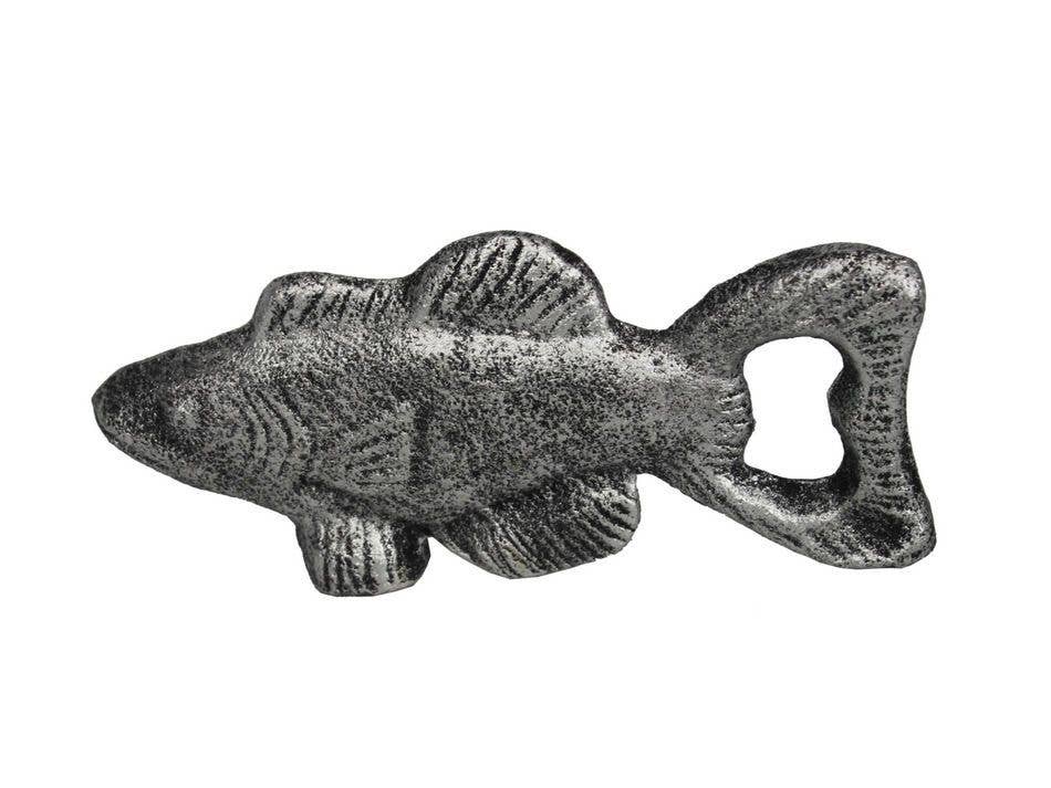 Rustic Silver Cast Iron Fish Bottle Opener 5"