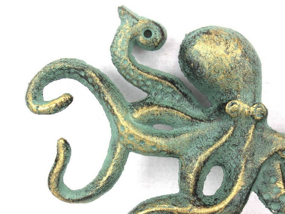 Antique Bronze Cast Iron Octopus Hook 11"
