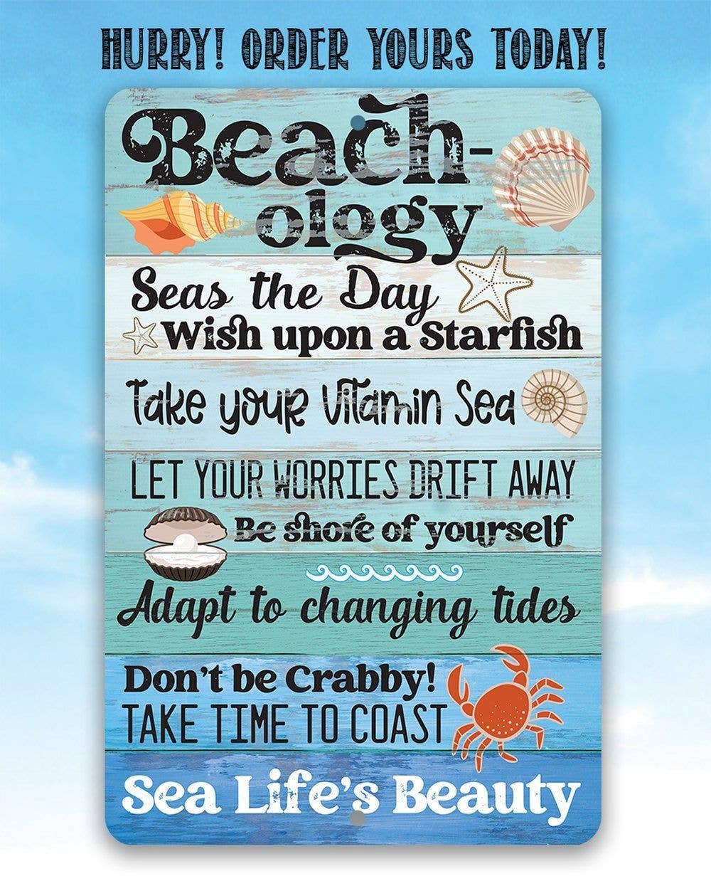 Beachology Sea Life's Beauty - Metal Sign: 8 x 12