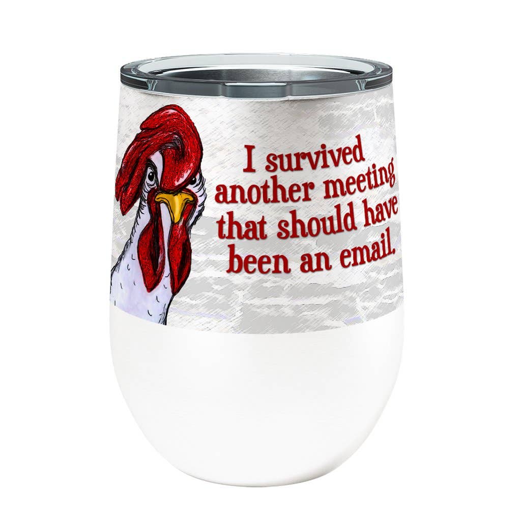 Chicken Meeting Wine Tumbler with Slider Lid