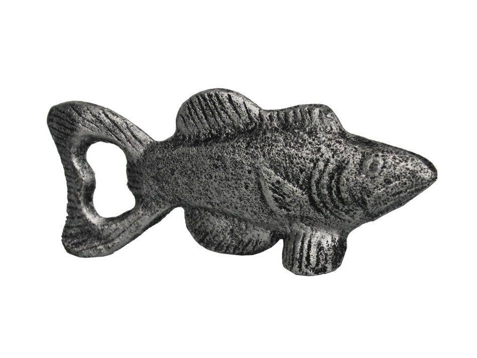 Rustic Silver Cast Iron Fish Bottle Opener 5"