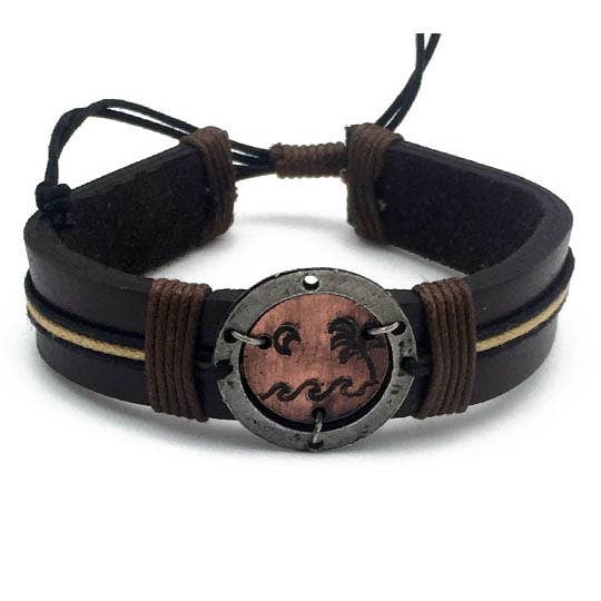 Pull Tie Leather Bracelet - Happiness Comes In Waves