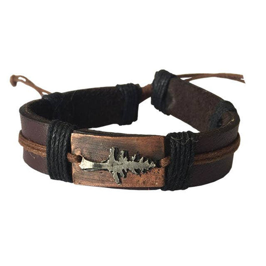 Pull Tie Leather Bracelet - Pine Tree