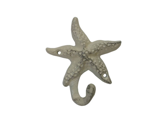 Aged White Cast Iron Starfish Hook 4"
