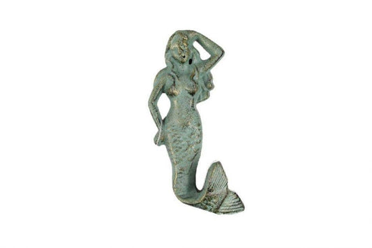 Antique Bronze Cast Iron Mermaid Hook 6"