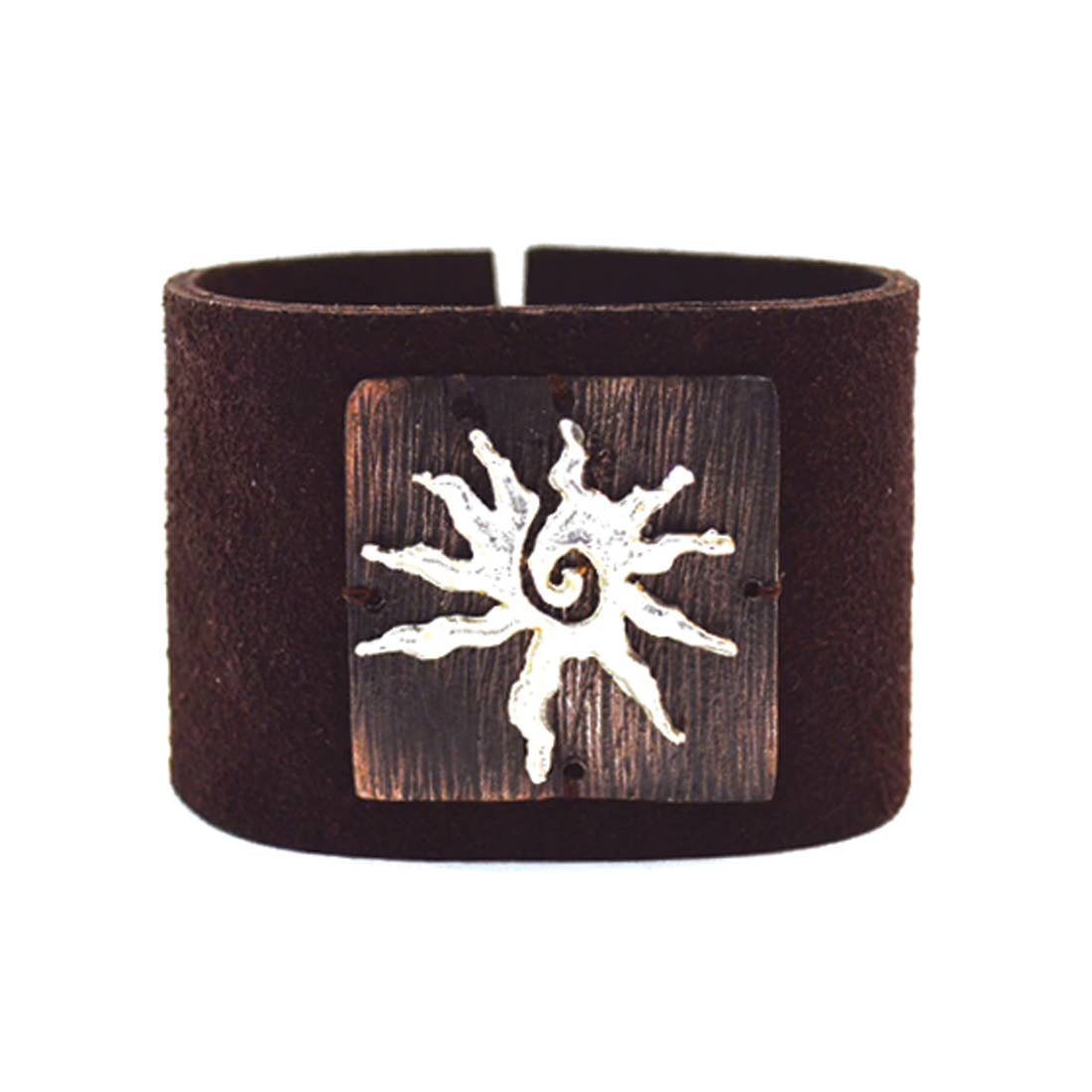 Leather Snap Bracelet - Sun in Square