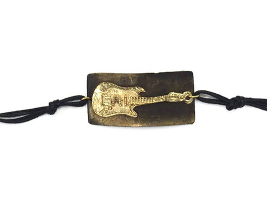 Pewter Bracelet - Brass Guitar