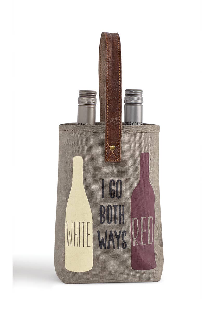 Both Ways Up-Cycled Canvas Double Wine Bag